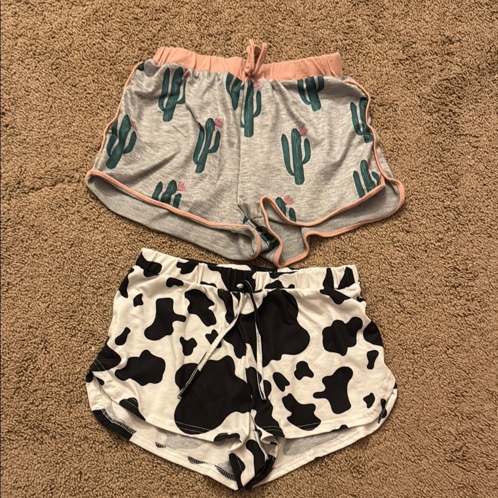 Women’s Cactus print and Cow Print pajama Shorts Set
